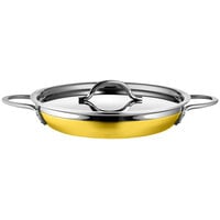 Bon Chef Country French X 1.63 Qt. Yellow Stainless Steel Double Handle Saute Pan / Skillet - 71304-CF2-Y
