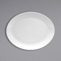 Oneida Tundra by 1880 Hospitality F1400000391 15" Oval Warm White Wide Rim China Platter - 6/Case