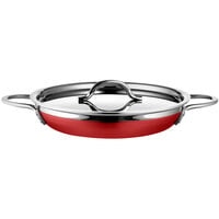 Bon Chef Country French X 3.13 Qt. Red Stainless Steel Double Handle Saute Pan / Skillet - 71306-CF2-R