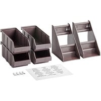 Choice Brown 2-Tier Self-Serve Organizer Set with 4 Bins and 2 Label Sheets