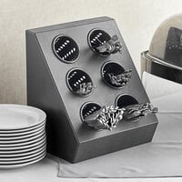 Choice Six Hole Plastic Flatware Organizer with Black Perforated Plastic Cylinders