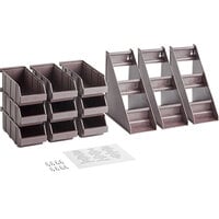 Choice Brown 3-Tier Self-Serve Organizer Set with 9 Bins and 2 Label Sheets