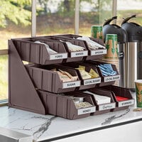 Choice Brown 3-Tier Self-Serve Organizer Set with 9 Bins and 2 Label Sheets