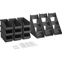 Choice Black 3-Tier Self-Serve Organizer Set with 9 Bins and 2 Label Sheets