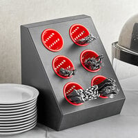 Choice Six Hole Plastic Flatware Organizer with Red Perforated Plastic Cylinders