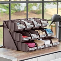 Choice Brown 3-Tier Self-Serve Organizer Set with 12 Bins and 2 Label Sheets