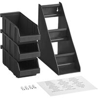 Choice Black 3-Tier Self-Serve Organizer Set with 3 Bins and 2 Label Sheets