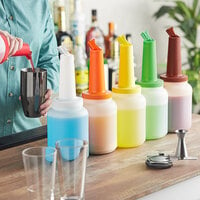Choice 2 Qt. Pour Bottle Set with Assorted Colored Necks and Caps - 6/Pack