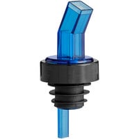 Choice Blue Screened Liquor Pourer with Black Collar - 12/Pack