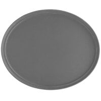 Choice 27" x 22" Gray Oval Non-Skid Serving Tray