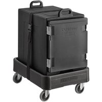 CaterGator Black Insulated Front Loading 5-Pan Carrier with Black Dolly and Strap
