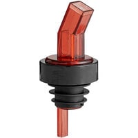 Choice Red Screened Liquor Pourer with Black Collar - 12/Pack