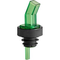 Choice Green Screened Liquor Pourer with Black Collar - 12/Pack