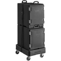 CaterGator Black Insulated Pan Carrier Kit with Two Front Loading 5-Pan Carriers, Dolly, and Strap