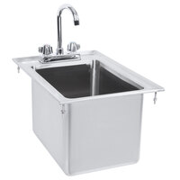 Regency 10" x 14" x 10" 16-Gauge Stainless Steel One Compartment Drop-In Sink with 8" Gooseneck Faucet