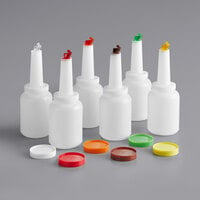 Choice 2 Qt. Pour Bottle Set with Assorted Flip Tops and Caps - 6/Pack