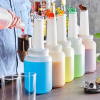Choice 2 Qt. Pour Bottle Set with Assorted Flip Tops and Caps - 6/Pack