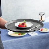 Choice 14 inch Gray Round Non-Skid Serving Tray
