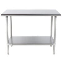 Advance Tabco Premium Series SS-304 30 inch x 48 inch 14 Gauge Stainless Steel Commercial Work Table with Undershelf