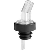 Choice Clear Screened Liquor Pourer with Black Collar - 12/Pack