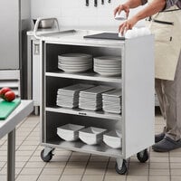 Regency 18 inch x 30 inch Four Shelf 18-Gauge Stainless Steel Utility Cart with Enclosed Base and Open Front
