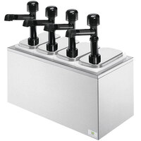 Server Stainless Steel Insulated Countertop Pump Dispenser with 4 Fountain Jars and 4 Solution Pumps