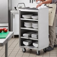 Regency 16 inch x 24 inch Five Shelf 18-Gauge Stainless Steel Utility Cart with Enclosed Base and Open Front