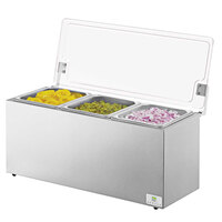 Server 3 Compartment Insulated Countertop Stainless Steel Bar with Cover for 1/6 Size 6 inch Deep Hotel Pans