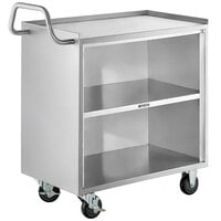 Regency 18" x 30" Three Shelf 18-Gauge Stainless Steel Utility Cart with Enclosed Base and Open Front