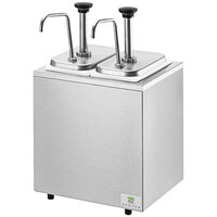 Server Stainless Steel Countertop Rail Pump Dispenser with 2 Fountain Jars and 2 Stainless Steel Pumps
