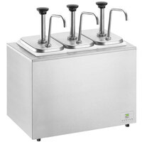 Server Stainless Steel Insulated Countertop Pump Dispenser with 3 Fountain Jars and 3 Stainless Steel Pumps