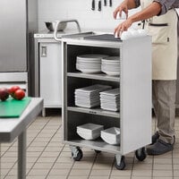 Regency 16 inch x 24 inch Four Shelf 18-Gauge Stainless Steel Tall Utility Cart with Enclosed Base and Open Front