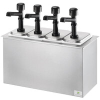 Server Stainless Steel Cold Station Drop-In Pump Dispenser with 4 Fountain Jars and 4 Solution Pumps