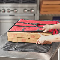 Choice 20 inch x 20 inch x 5 inch Red Nylon Insulated Pizza Delivery Bag - Holds up to (2) 20 inch or (2) 18 inch Pizza Boxes