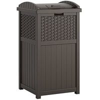 Suncast Trash Hideaway GHW1732 23 Gallon Brown Outdoor Waste Container with Wicker Pattern