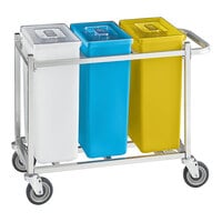 Baker's Lane 30 Gallon / 480 Cup Mobile Triple Ingredient Bin - Blue / White / Yellow