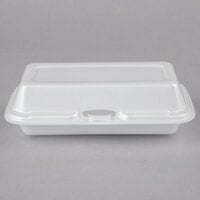 Dart 72HT1 7" x 4" x 2" White Foam Hinged Lid Hot Dog Container - 125/Pack