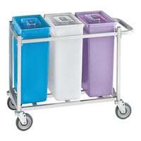 Baker's Lane 30 Gallon / 480 Cup Mobile Triple Ingredient Bin - White / Blue / Purple