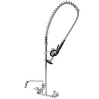 Equip by T&S 5PR-8W10 Wall Mounted 42 1/2 inch High Pre-Rinse Faucet with 8 inch Adjustable Centers, 44 inch Hose, 10 inch Add-On Faucet, and 6 inch Wall Bracket
