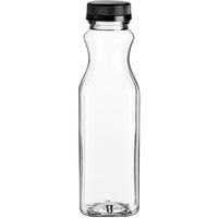 12 oz. Square Carafe PET Clear Juice Bottle with Black Lid