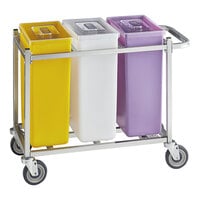 Baker's Lane 30 Gallon / 480 Cup Mobile Triple Ingredient Bin - Yellow / White / Purple