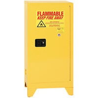 Eagle Manufacturing 16 Gallon Yellow Flammable Liquid Safety Cabinet with Manual-Closing Door and Legs - 1906XLEGS