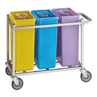 Baker's Lane 30 Gallon / 480 Cup Mobile Triple Ingredient Bin - Yellow / Blue / Purple