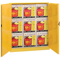 Eagle Manufacturing 4510XSC9 Yellow Flammable Liquid Cabinet Kit with 2 Self-Closing Doors, 9 UI50FS Safety Cans, and 45 Gallon Capacity