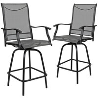 Flash Furniture Gray Outdoor Swivel Flex Comfort Chair with Steel Frame - 2/Set
