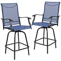 Flash Furniture Navy Outdoor Swivel Flex Comfort Chair with Steel Frame - 2/Set