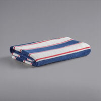 Aston & Arden 35 inch x 70 inch Navy / Red Stripes Ring-Spun 100% Cotton Luxury Pool Towel - 25 lb.