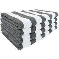 Cali Cabana 30 inch x 60 inch Gray Stripes Ring-Spun 100% Cotton Pool Towel - 10.75 lb. - 4/Pack
