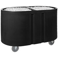 IRP 3551174 Texas Tanker 256 Qt. Black Portable Insulated Ice Bin / Beverage Cooler / Merchandiser with Two Compartments