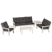 POLYWOOD Vineyard Sand / Ash Charcoal 5-Piece Deep Seating Patio Set with Settee